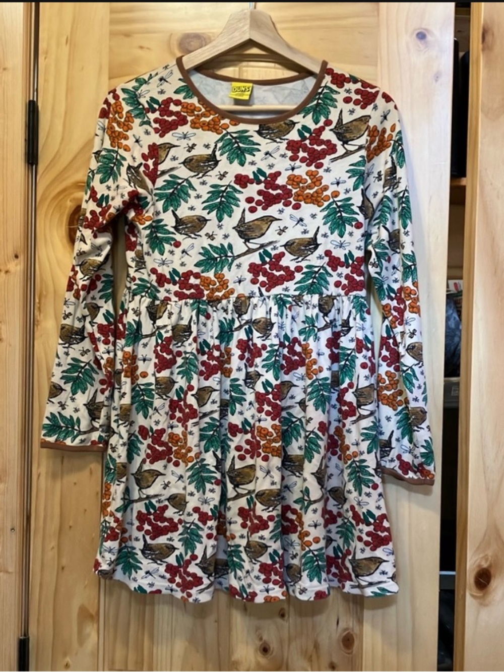 DUNS Sweden Girls Cream Rowanberry Long-Sleeve Dress